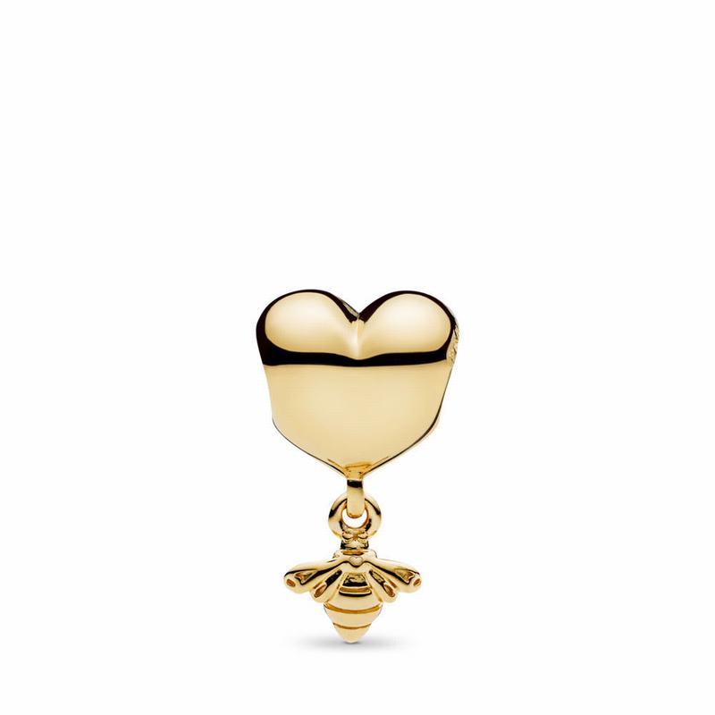 Pandora Australia Shine™ Heart & Bee Charm - 18ct Gold Plated | BCKEWH349